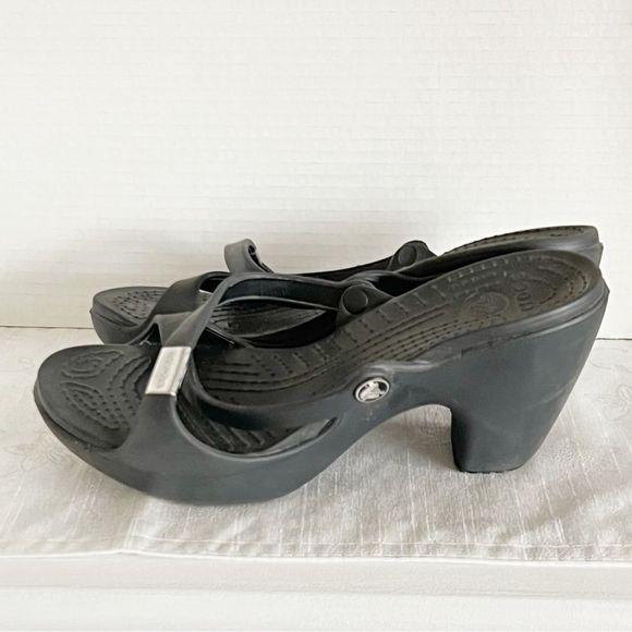 Crocs Cyprus Heel Strappy Black Platform Sandal Women's Sz 10 *Host Pick* - Picture 4 of 6